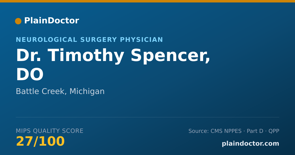 Shareable card for Timothy Spencer, DO - Neurological Surgery Physician, Battle Creek, MI