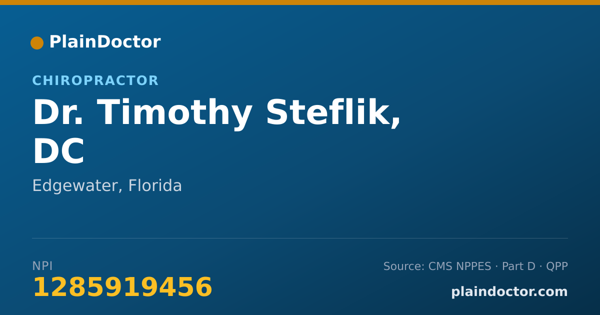 Shareable card for Timothy Steflik, DC - Chiropractor, Edgewater, FL