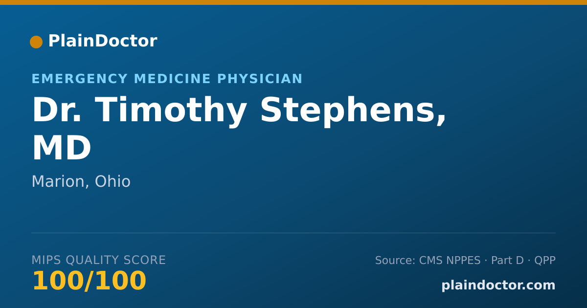 Shareable card for Timothy Stephens, MD - Emergency Medicine Physician, Marion, OH