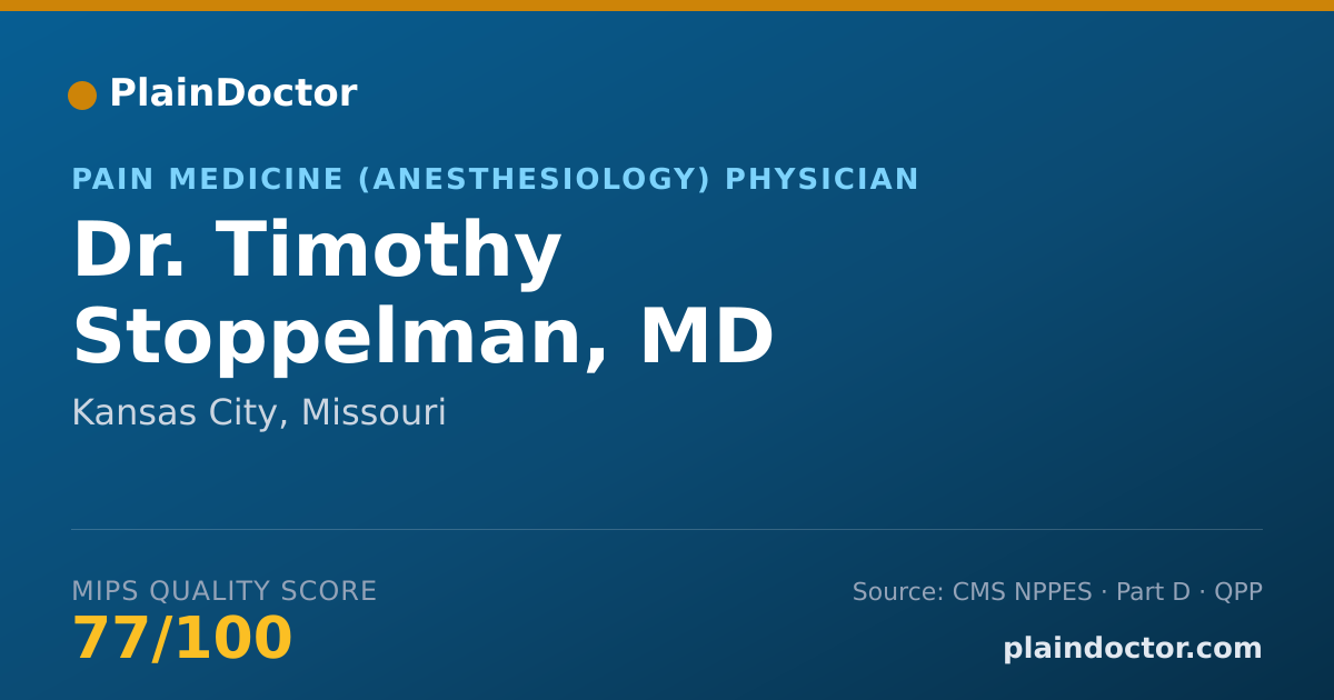 Shareable card for Timothy Stoppelman, MD - Pain Medicine (Anesthesiology) Physician, Kansas City, MO