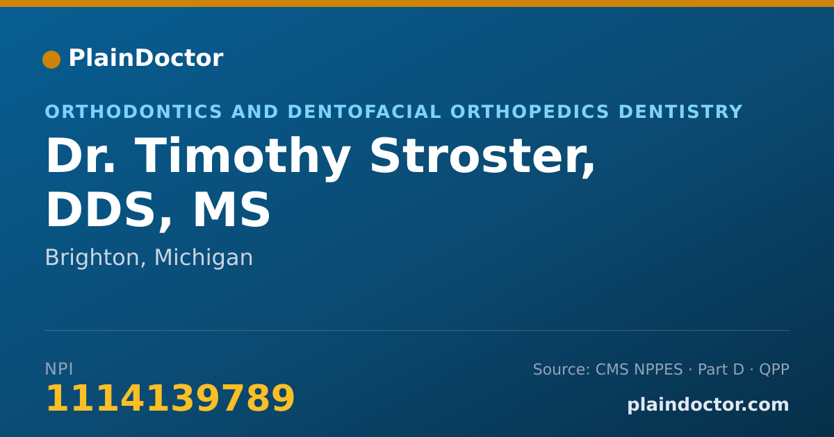 Shareable card for Timothy Stroster, DDS, MS - Orthodontics and Dentofacial Orthopedics Dentistry, Brighton, MI