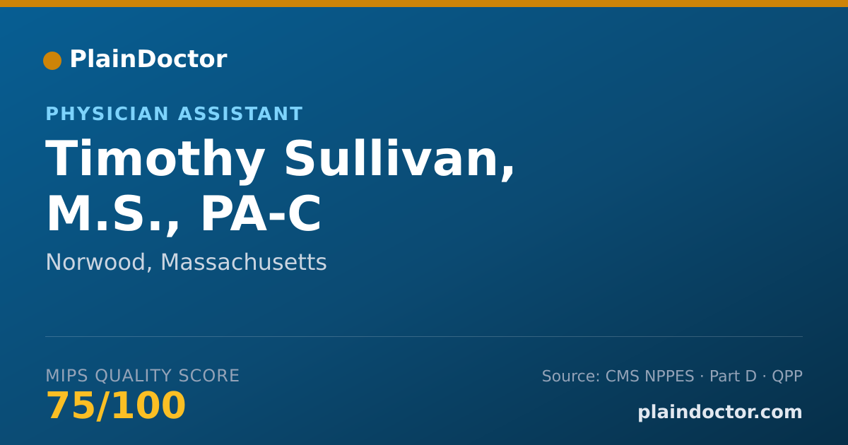 Shareable card for Timothy Sullivan, M.S., PA-C - Physician Assistant, Norwood, MA