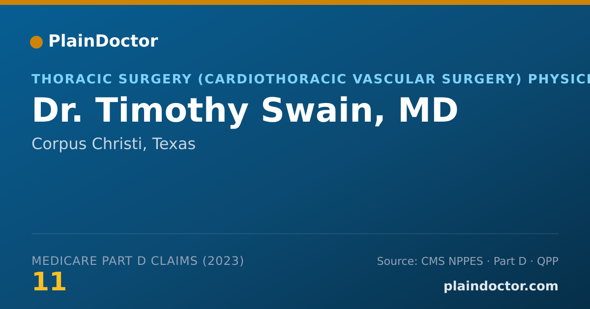 Shareable card for Timothy Swain, MD - Thoracic Surgery (Cardiothoracic Vascular Surgery) Physician, Corpus Christi, TX