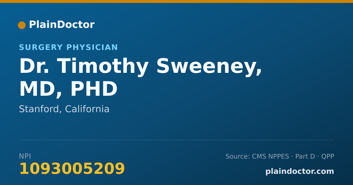 Shareable card for Timothy Sweeney, MD, PHD - Surgery Physician, Stanford, CA