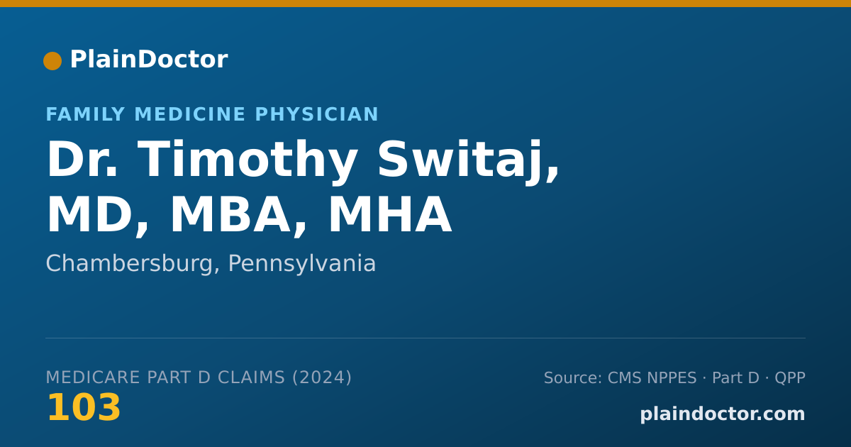 Shareable card for Timothy Switaj, MD, MBA, MHA - Family Medicine Physician, Chambersburg, PA