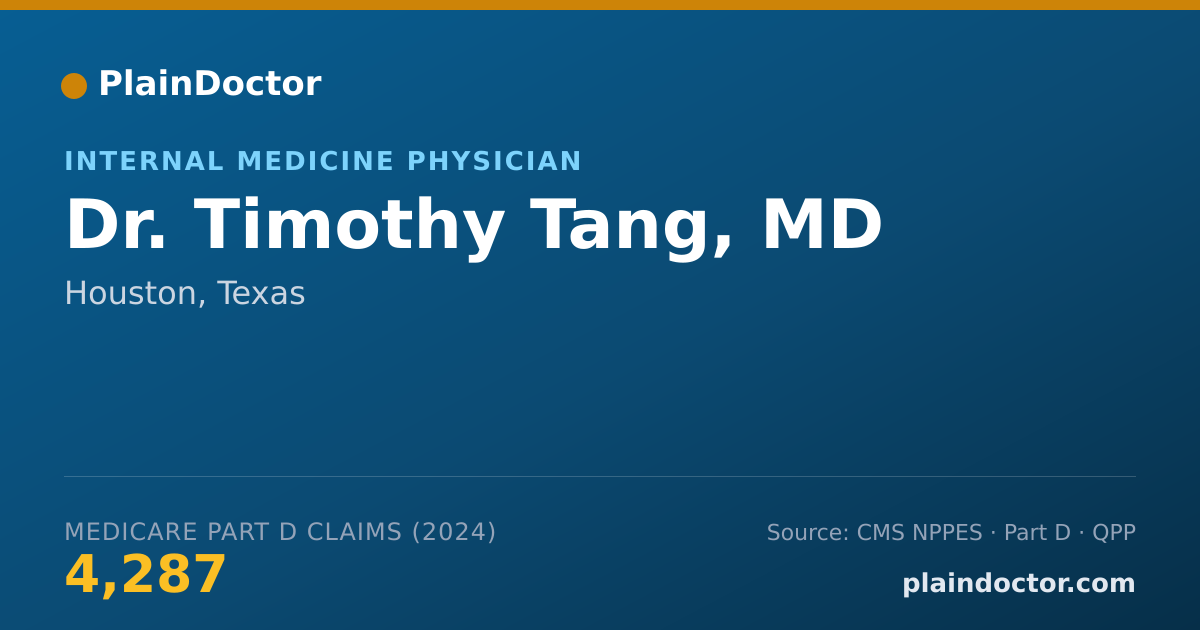 Shareable card for Timothy Tang, MD - Internal Medicine Physician, Houston, TX