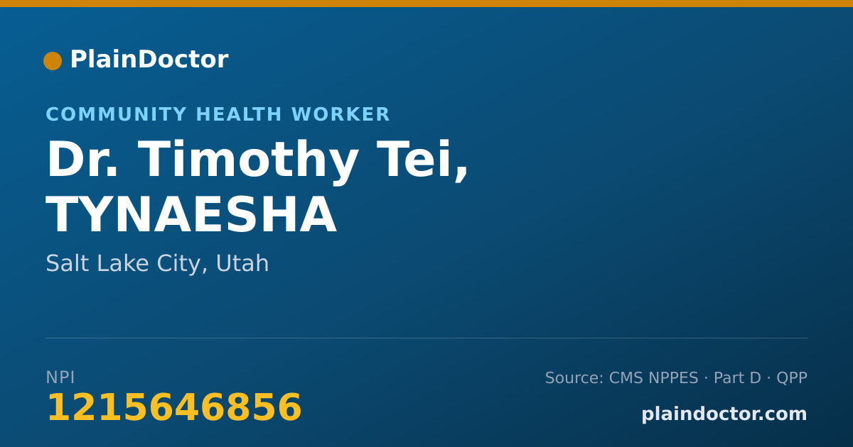 Shareable card for Timothy Tei, TYNAESHA - Community Health Worker, Salt Lake City, UT