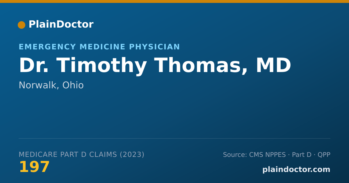 Shareable card for Timothy Thomas, MD - Emergency Medicine Physician, Norwalk, OH