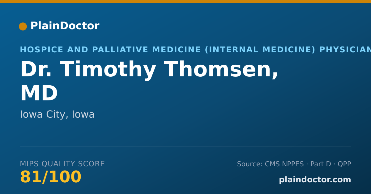 Shareable card for Timothy Thomsen, MD - Trauma Surgery Physician, Iowa City, IA