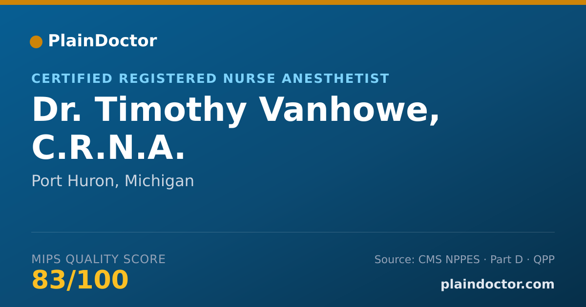 Shareable card for Timothy Vanhowe, C.R.N.A. - Certified Registered Nurse Anesthetist, Port Huron, MI