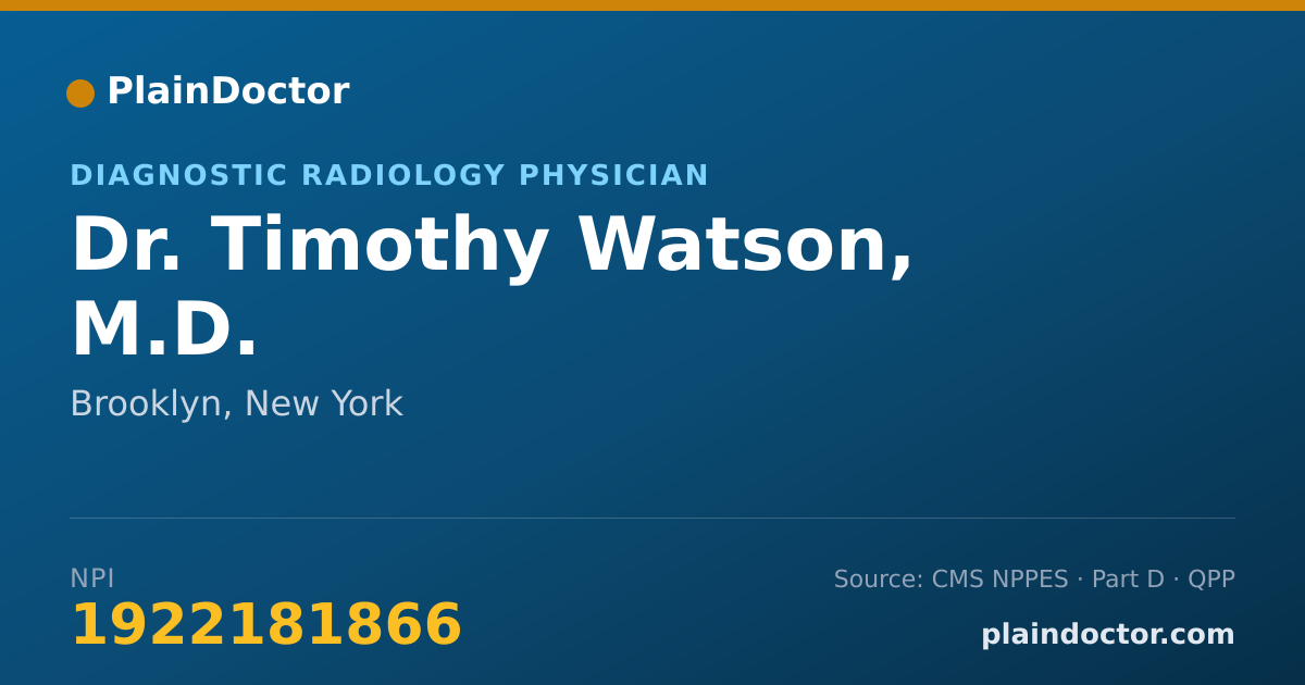 Shareable card for Timothy Watson, M.D. - Diagnostic Radiology Physician, Brooklyn, NY