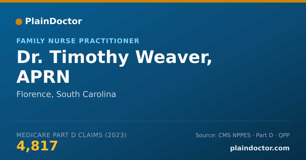Shareable card for Timothy Weaver, APRN - Family Nurse Practitioner, Florence, SC
