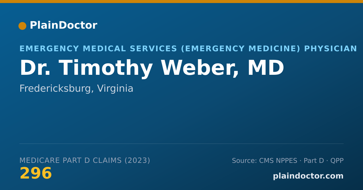 Shareable card for Timothy Weber, MD - Emergency Medical Services (Emergency Medicine) Physician, Fredericksburg, VA