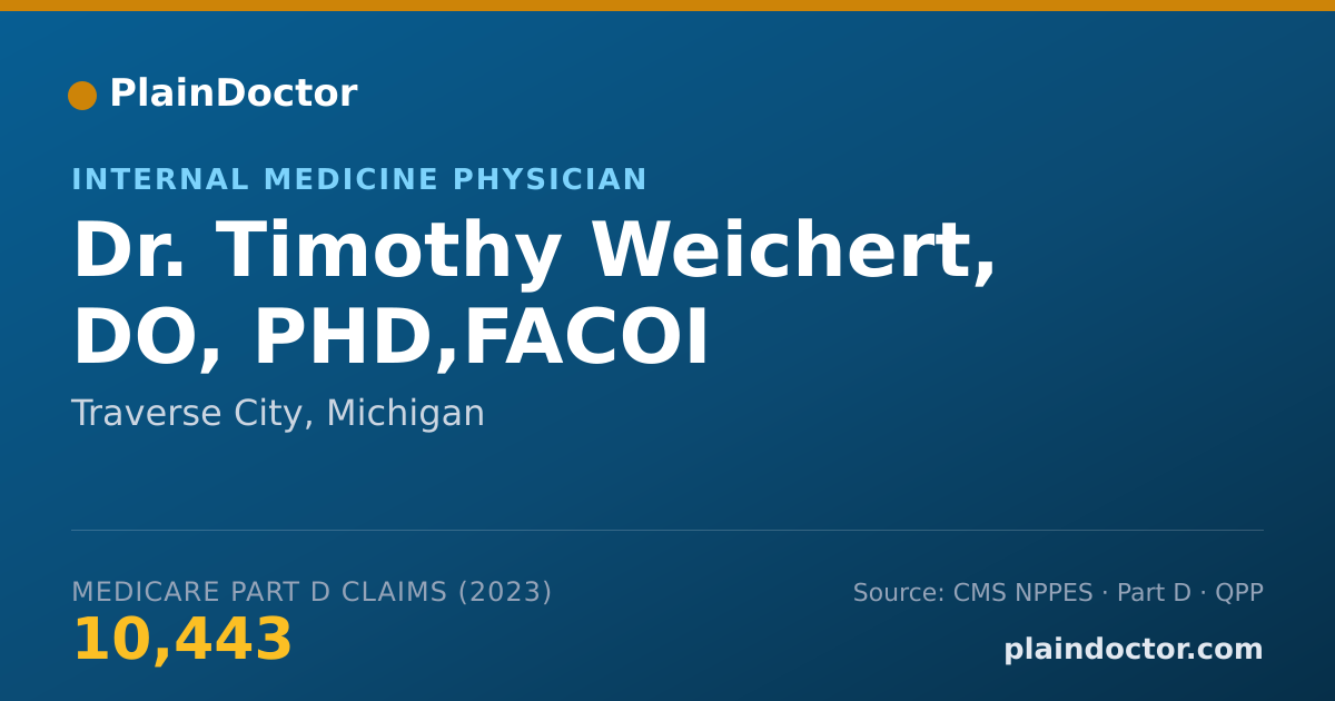 Shareable card for Timothy Weichert, DO, PHD,FACOI - Internal Medicine Physician, Traverse City, MI