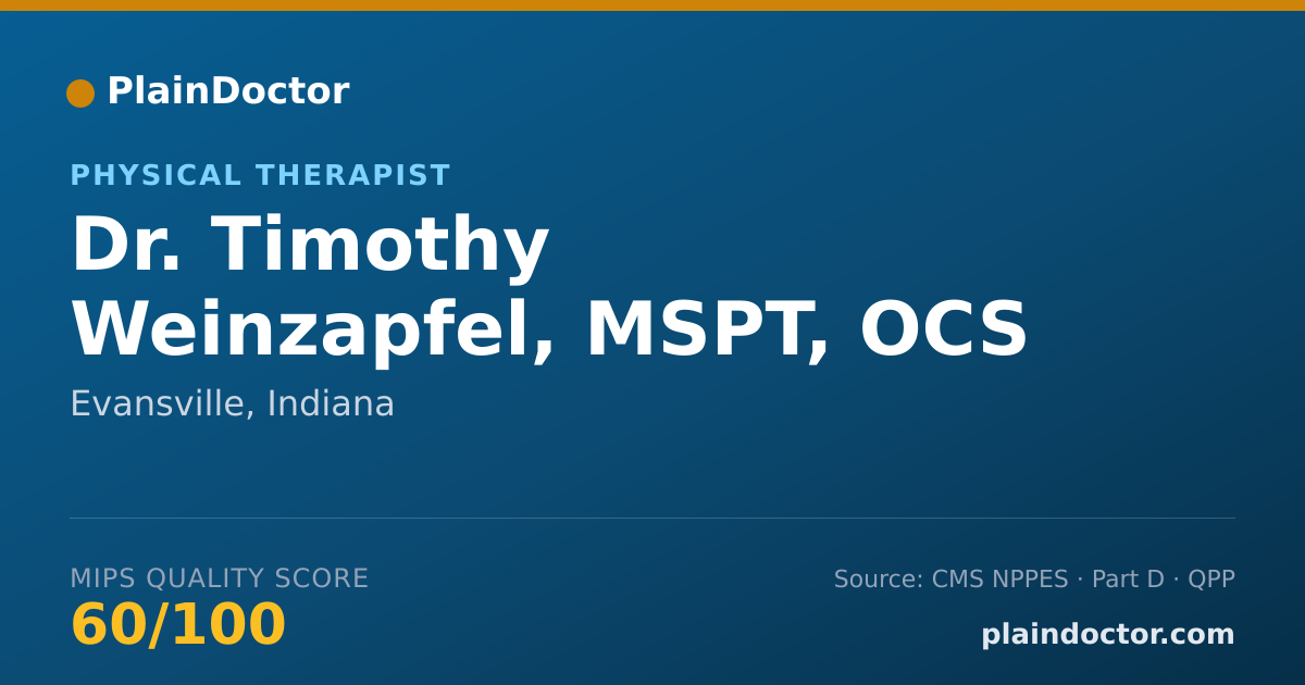 Shareable card for Timothy Weinzapfel, MSPT, OCS - Physical Therapist, Evansville, IN