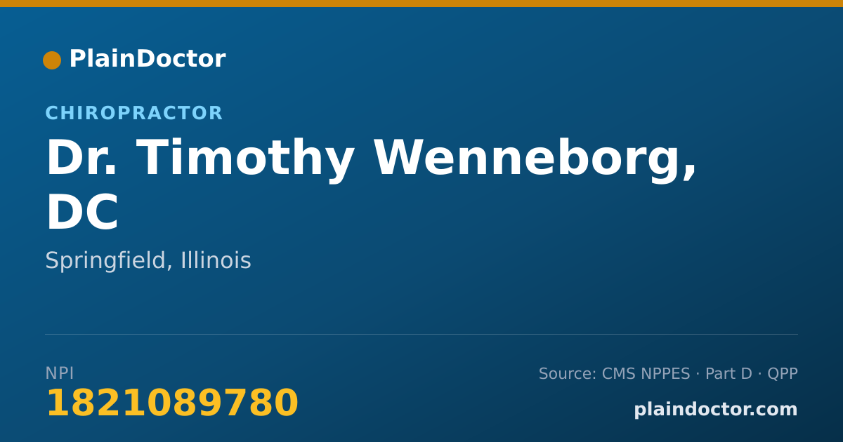 Shareable card for Timothy Wenneborg, DC - Chiropractor, Springfield, IL