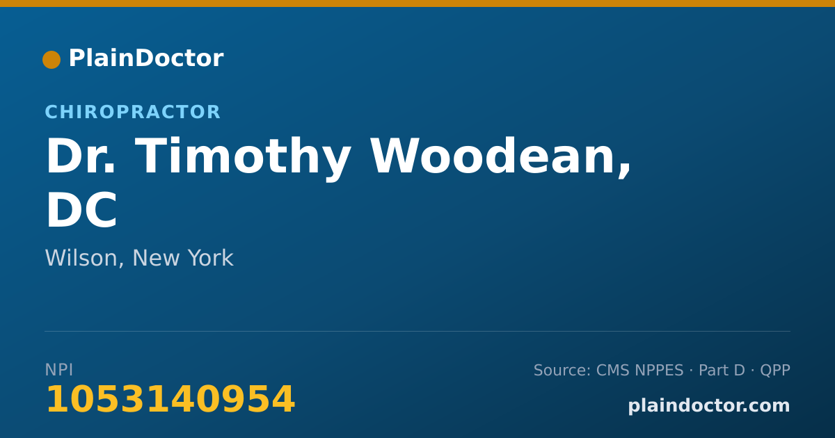 Shareable card for Timothy Woodean, DC - Chiropractor, Wilson, NY