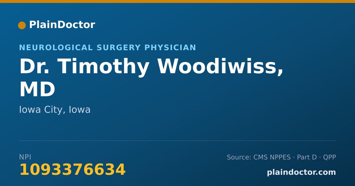 Shareable card for Timothy Woodiwiss, MD - Neurological Surgery Physician, Iowa City, IA