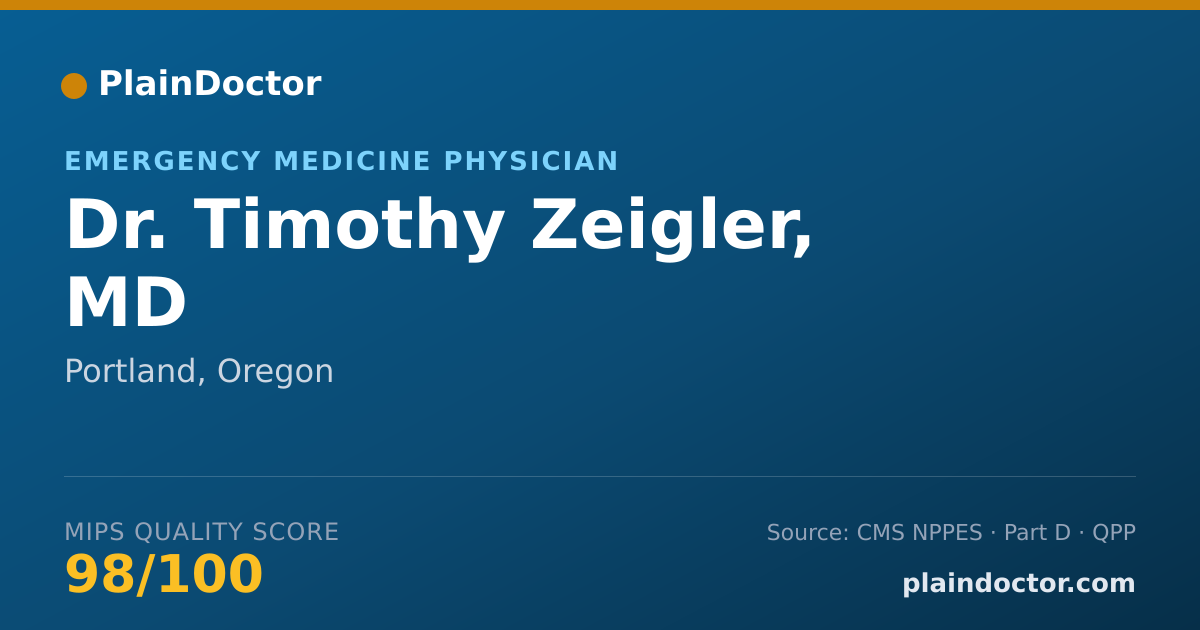Shareable card for Timothy Zeigler, MD - Emergency Medicine Physician, Portland, OR