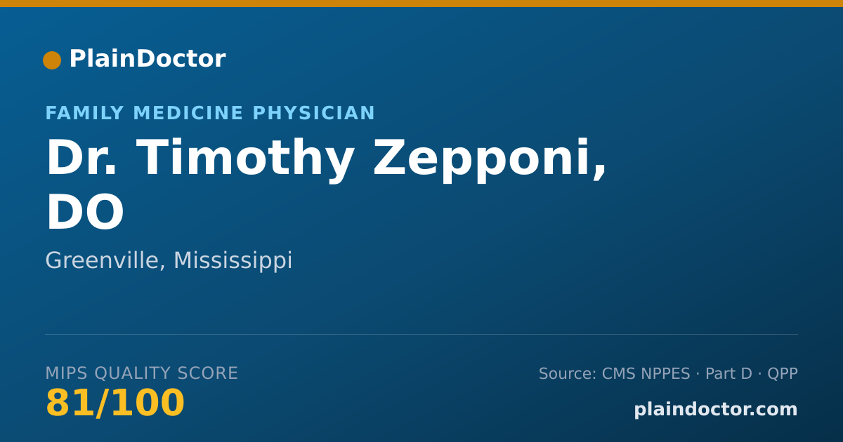 Shareable card for Timothy Zepponi, DO - Family Medicine Physician, Greenville, MS