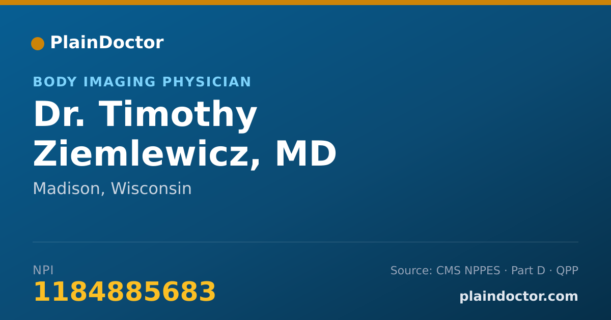 Shareable card for Timothy Ziemlewicz, MD - Body Imaging Physician, Madison, WI