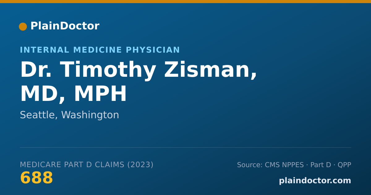 Shareable card for Timothy Zisman, MD, MPH - Internal Medicine Physician, Seattle, WA