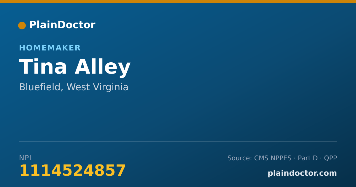 Shareable card for Tina Alley - Homemaker, Bluefield, WV