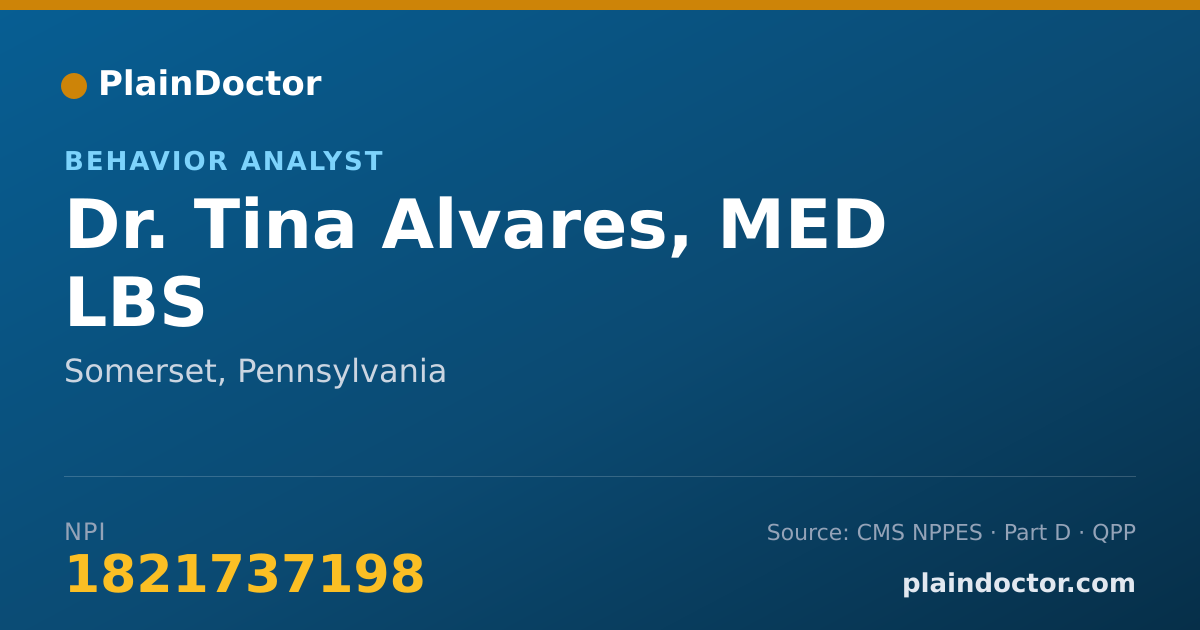 Shareable card for Tina Alvares, MED LBS - Behavior Analyst, Somerset, PA