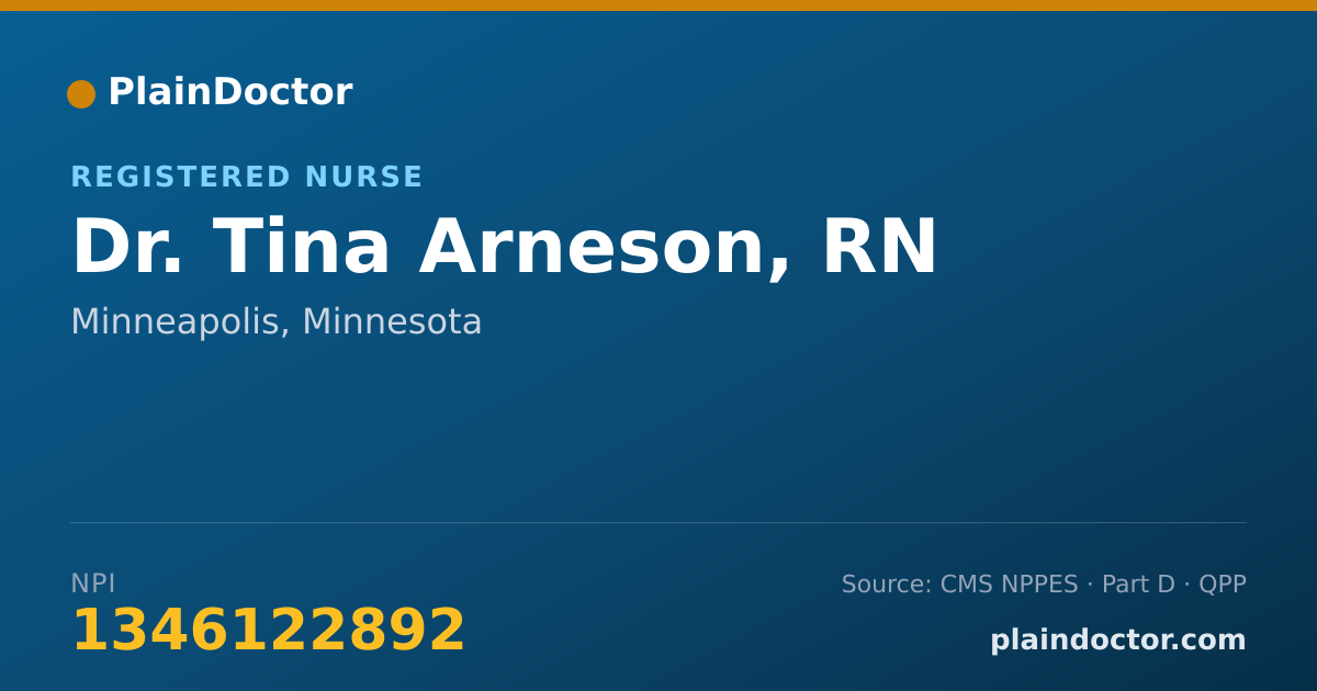 Shareable card for Tina Arneson, RN - Registered Nurse, Minneapolis, MN