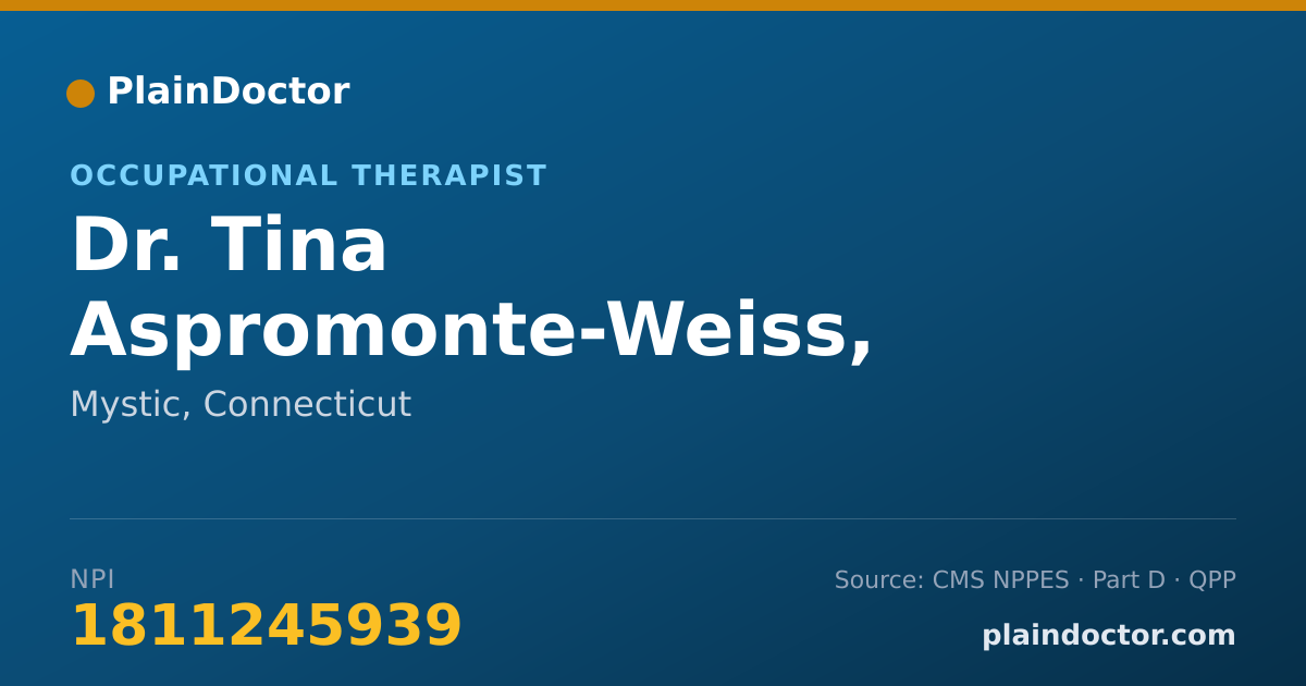 Shareable card for Tina Aspromonte-Weiss, OTR/L - Occupational Therapist, Mystic, CT