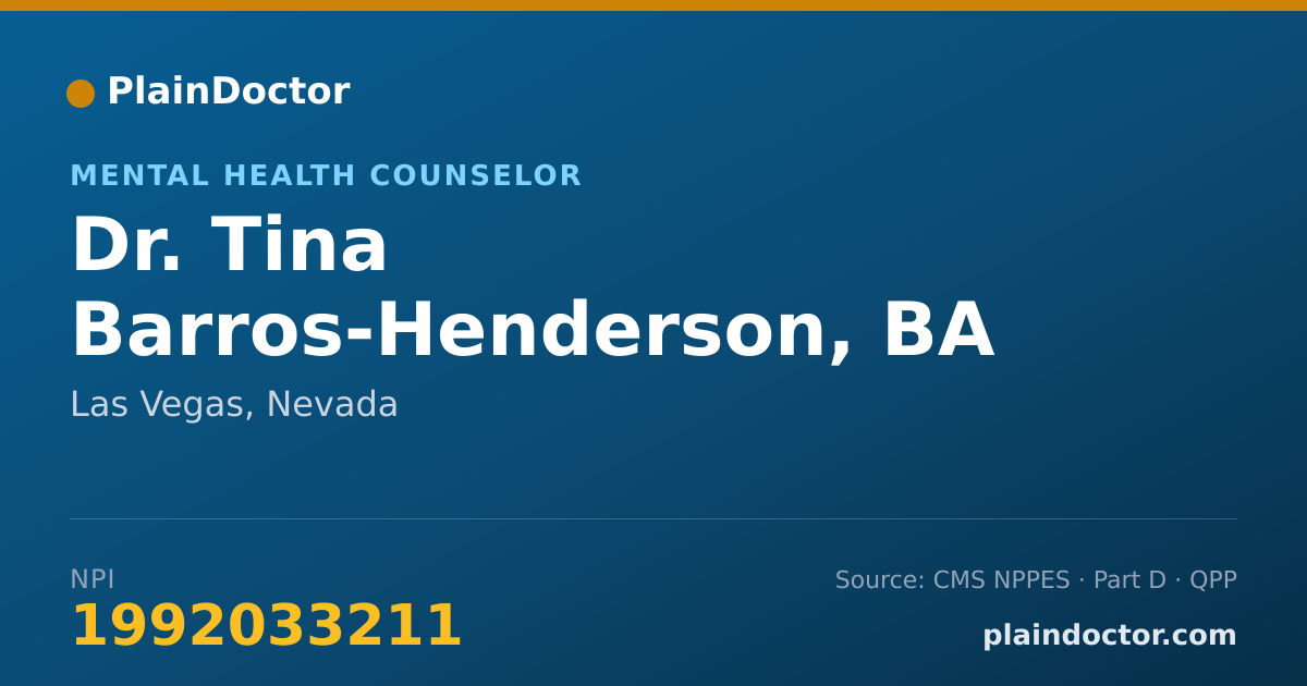 Shareable card for Tina Barros-Henderson, BA - Mental Health Counselor, Las Vegas, NV