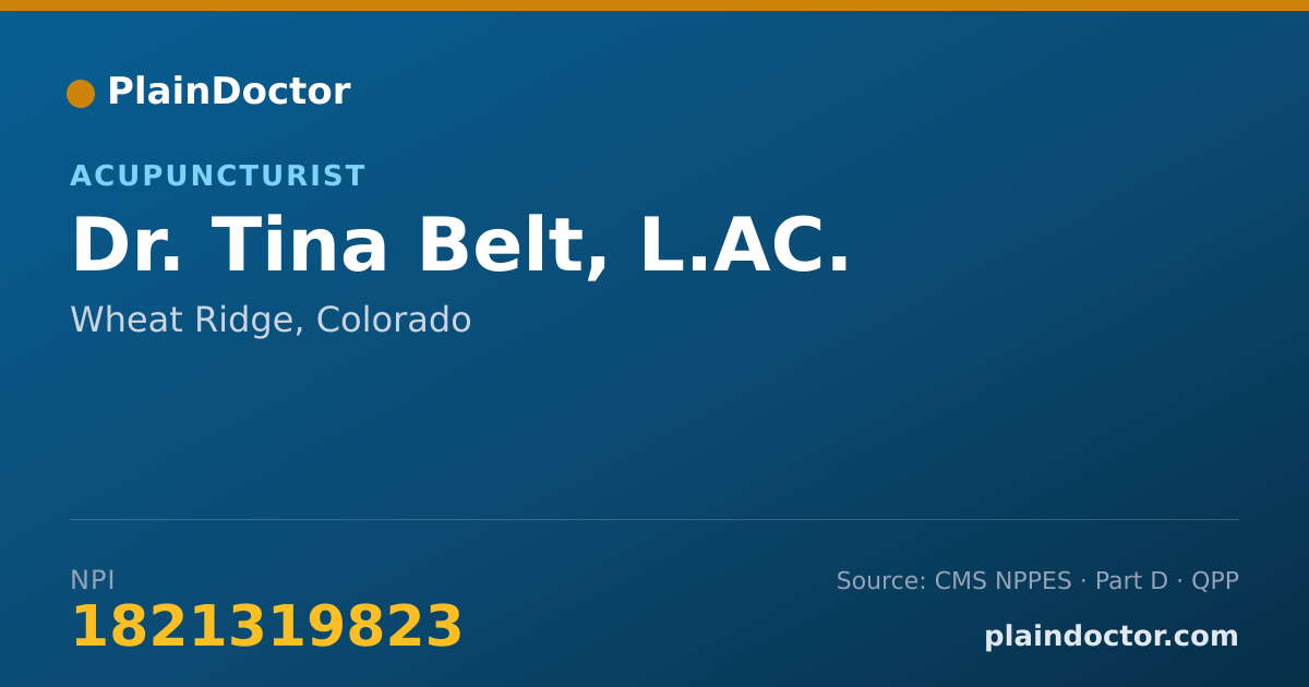 Shareable card for Tina Belt, L.AC. - Acupuncturist, Wheat Ridge, CO