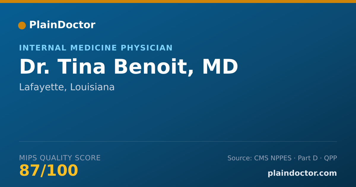 Shareable card for Tina Benoit, MD - Internal Medicine Physician, Lafayette, LA