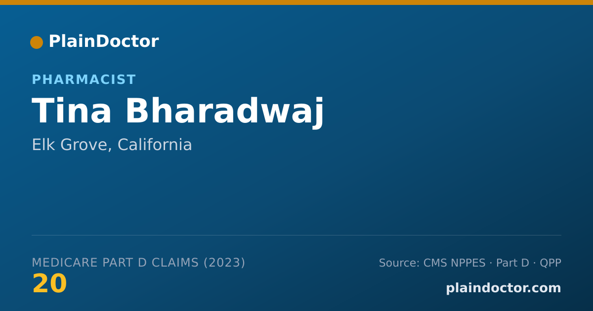 Shareable card for Tina Bharadwaj - Pharmacist, Elk Grove, CA
