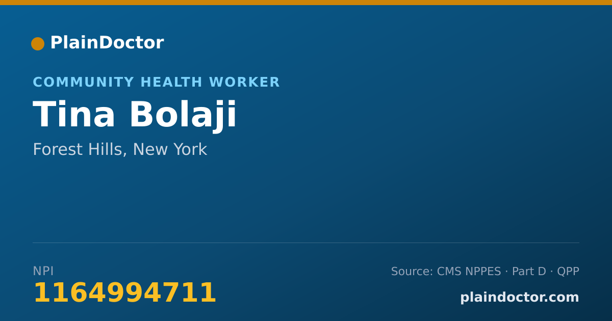 Shareable card for Tina Bolaji - Community Health Worker, Forest Hills, NY