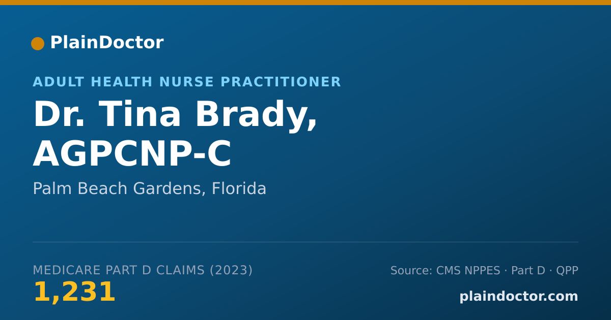 Shareable card for Tina Brady, AGPCNP-C - Adult Health Nurse Practitioner, Palm Beach Gardens, FL