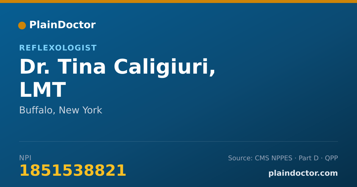 Shareable card for Tina Caligiuri, LMT - Reflexologist, Buffalo, NY