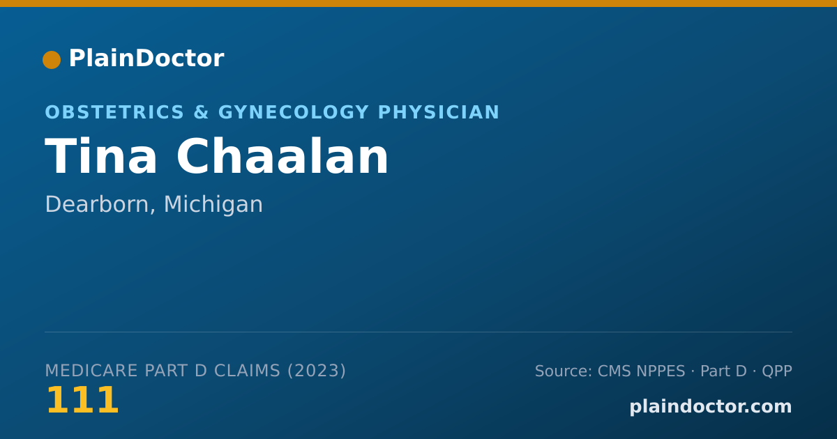 Shareable card for Tina Chaalan - Obstetrics & Gynecology Physician, Dearborn, MI