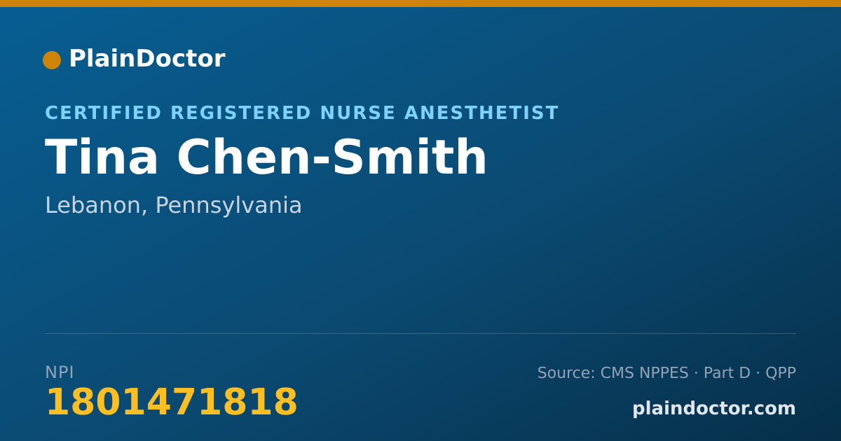 Shareable card for Tina Chen-Smith - Certified Registered Nurse Anesthetist, Lebanon, PA