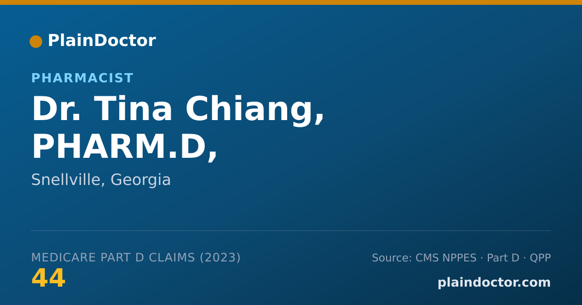 Shareable card for Tina Chiang, PHARM.D, - Pharmacist, Snellville, GA