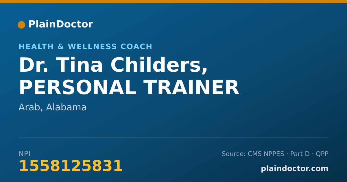 Shareable card for Tina Childers, PERSONAL TRAINER - Health & Wellness Coach, Arab, AL