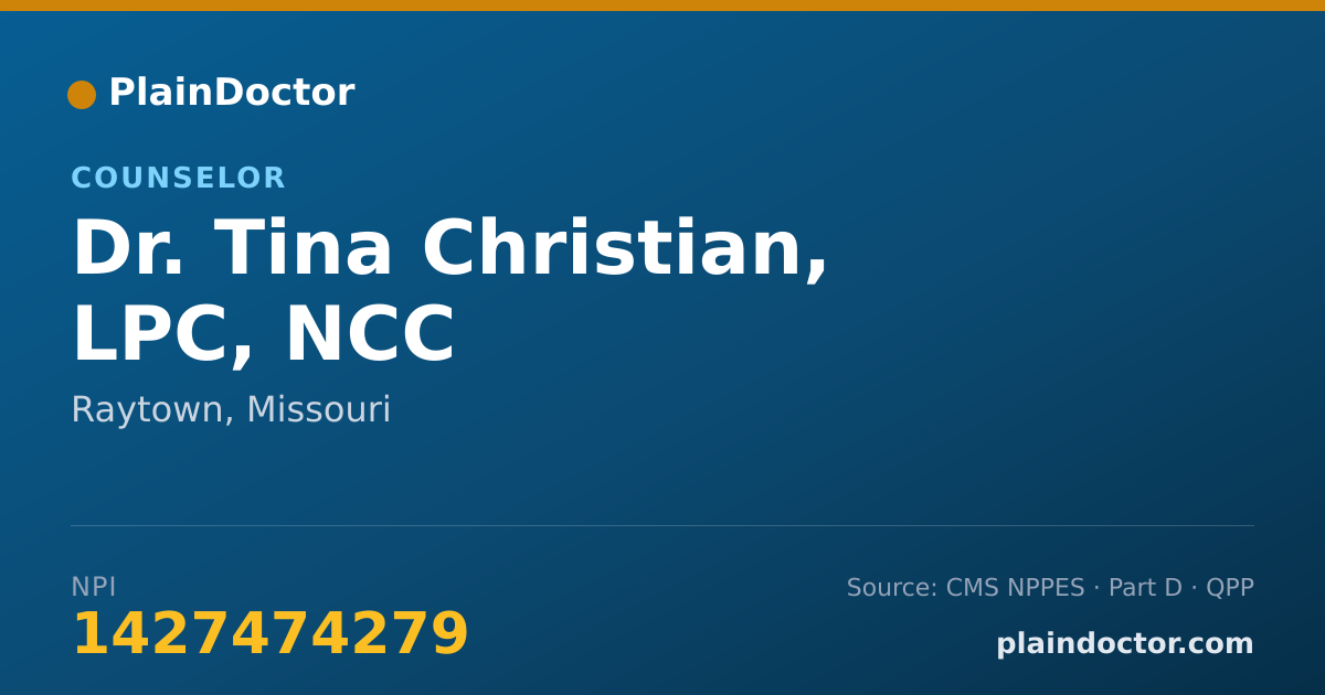 Shareable card for Tina Christian, LPC, NCC - Counselor, Raytown, MO