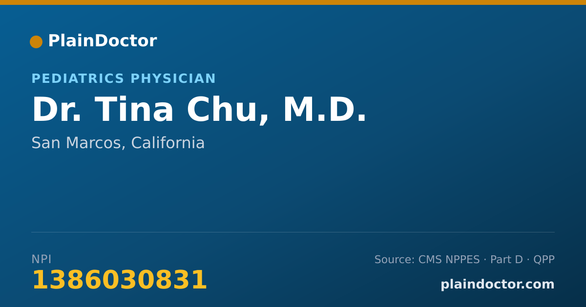Shareable card for Tina Chu, M.D. - Pediatrics Physician, San Marcos, CA