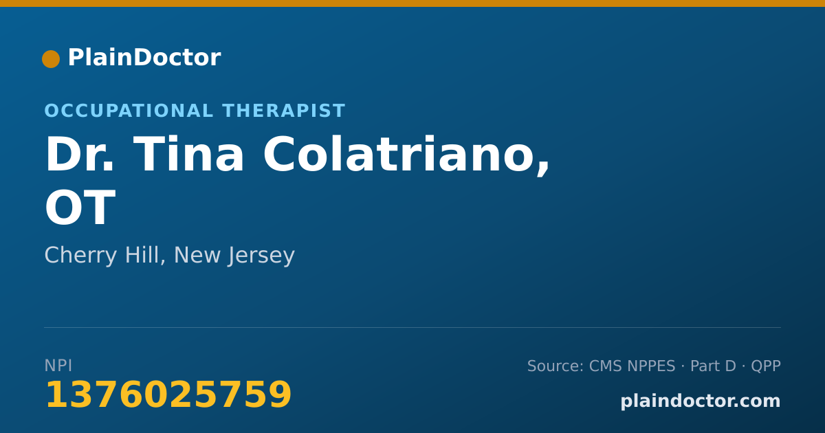 Shareable card for Tina Colatriano, OT - Occupational Therapist, Cherry Hill, NJ