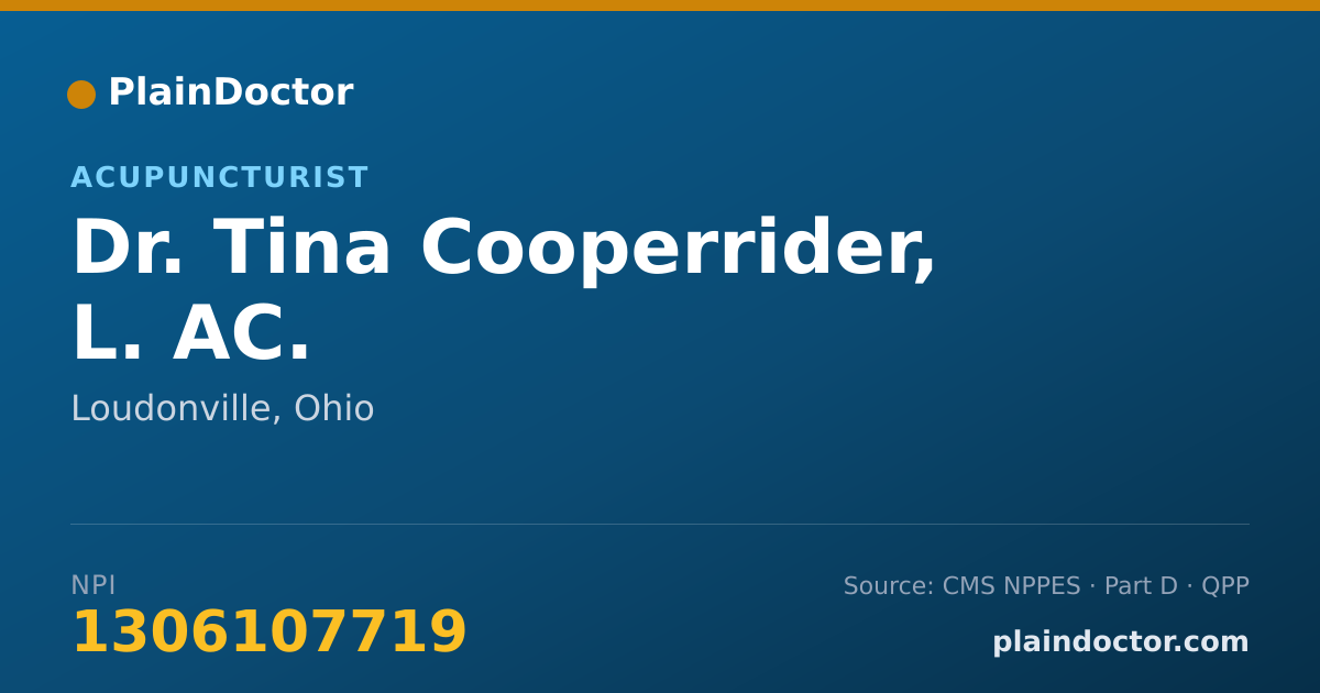 Shareable card for Tina Cooperrider, L. AC. - Acupuncturist, Loudonville, OH