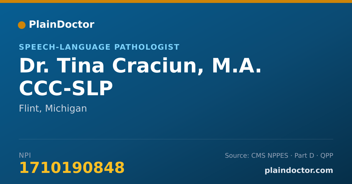 Shareable card for Tina Craciun, M.A. CCC-SLP - Speech-Language Pathologist, Flint, MI