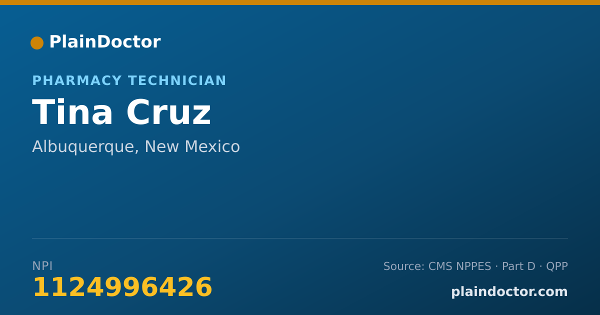 Shareable card for Tina Cruz - Pharmacy Technician, Albuquerque, NM