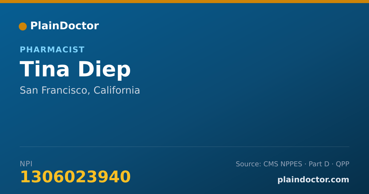 Shareable card for Tina Diep - Pharmacist, San Francisco, CA
