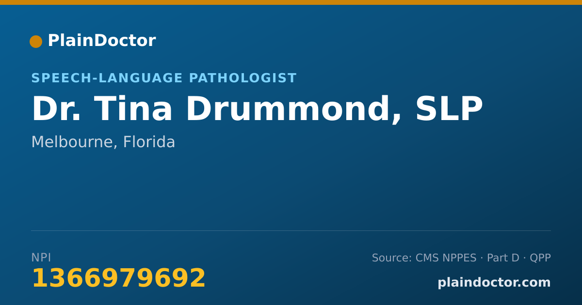 Shareable card for Tina Drummond, SLP - Speech-Language Pathologist, Melbourne, FL