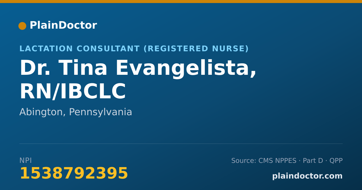 Shareable card for Tina Evangelista, RN/IBCLC - Lactation Consultant (Registered Nurse), Abington, PA